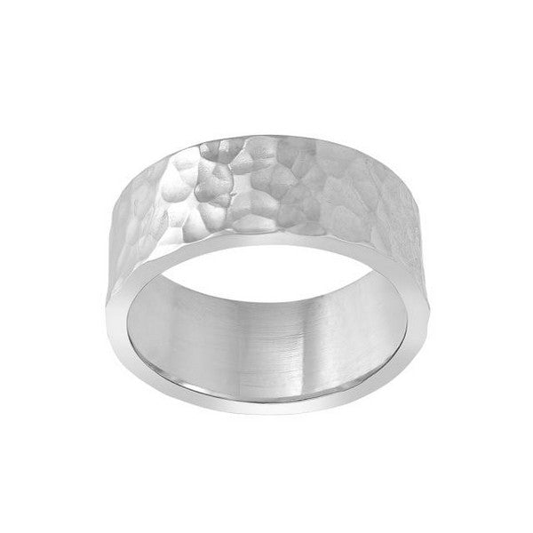 TWO-SIDED52 bred ring i sølv 8 mm med hamret overflade fra Nordahl Andersen.